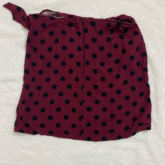 Mango Asymmetrical Burgundy and Black Polka Dot Skirt - Picture 3 of 4